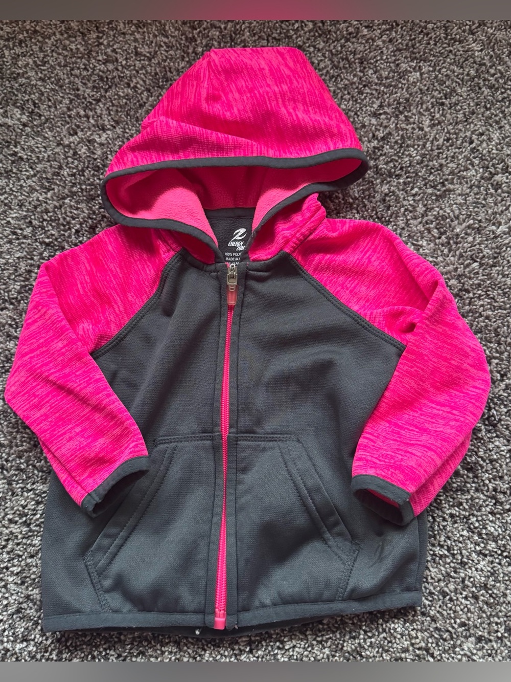 Energy Zone Hot Pink and Black Kids Zip Hoodie